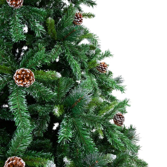 Northlight 12ft. Unlit Green Full Two-Tone Buckeye Glittered Pine & Pinecones Artificial Christmas Tree